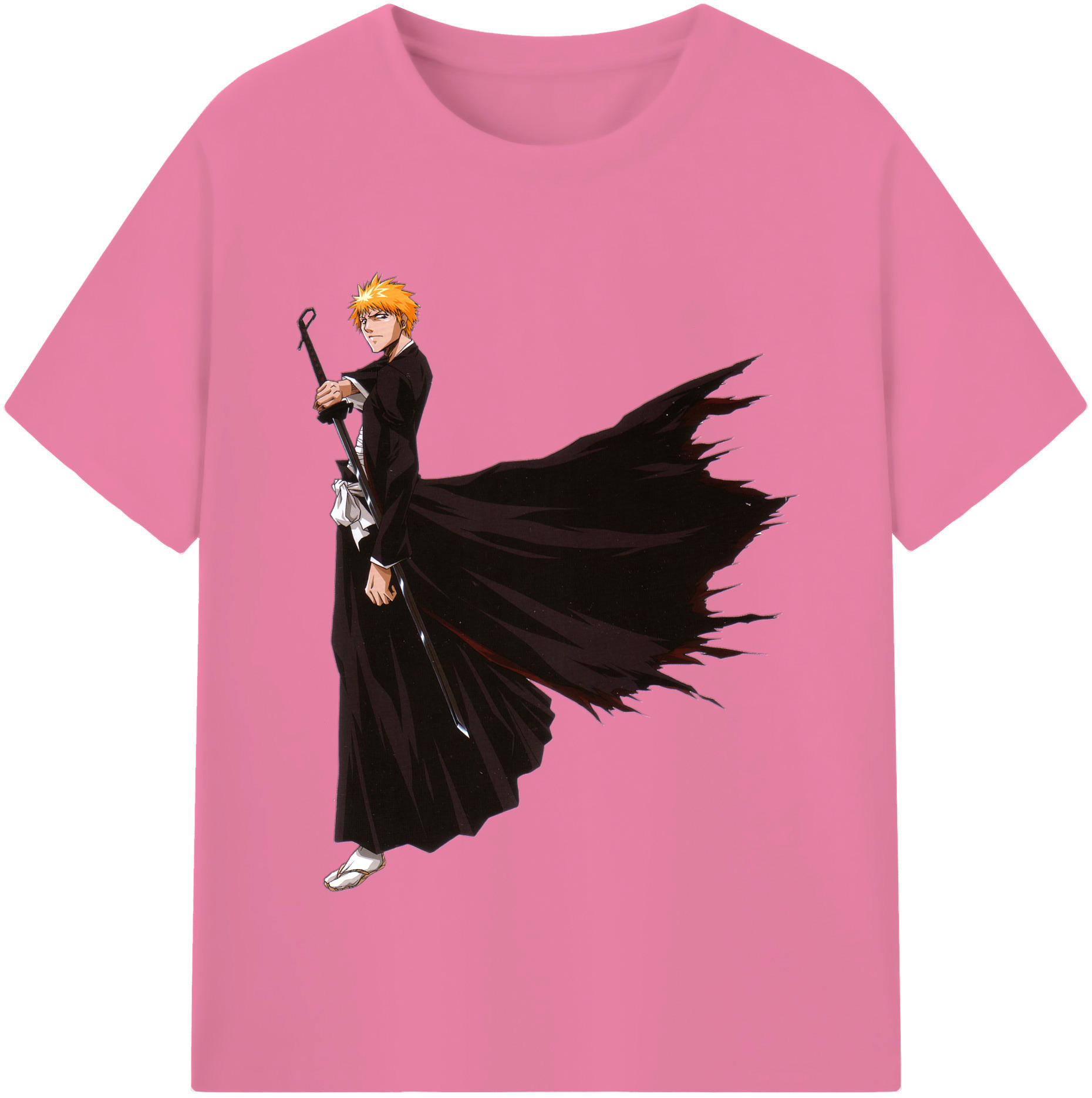 （画像用） ブリーチ 黒崎一護（くろさき いちご）BLEACH Kurosaki Ichigo 綿100％半袖Tシャツ（フロントプリント）